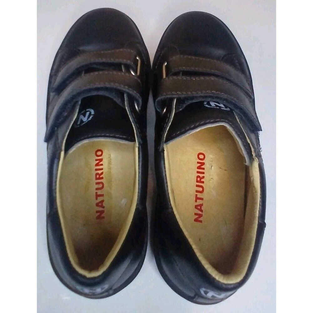 Naturino Boys Sz 2 EU 33 Black Leather School Shoes Hook And Loop - Picture 8 of 11